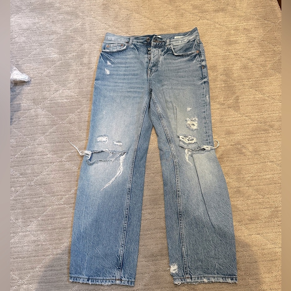 Zara distressed straight leg jeans sz 6